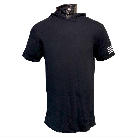 Forever 21 | Men | Black White Stripe Short Sleeve Hoodie Tee | XS - Picture 1 of 8